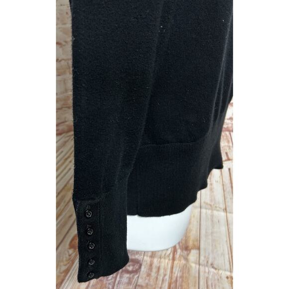 Boden Womens Size L Black Pullover Sweater Minimalist Long-Sleeve Button Cuffs - Picture 6 of 6
